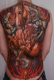 Visas nugaros voverės arklio tatuiruotės modelis