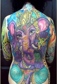 Personality female full back like god tattoo pattern recommended picture