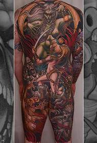 Pilns muguras raganu karu tetovējums