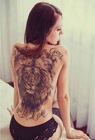 Beveel een volledige rug dominante leeuw tattoo patroon afbeelding aan