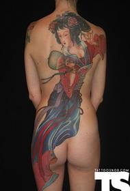 Phatrún iomlán tattoo geisha na Seapáine a mholtar pictiúr