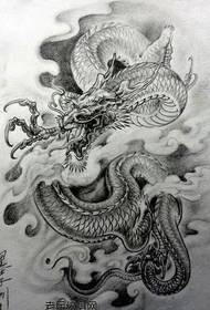 Fresco manoscritto tatuaggio drago schiena piena