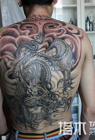 Patrón de tatuaxe de estatua de dragón traseiro completo