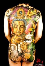 Kula tali hooggaanka dambe ee dahabka Buddha tattoo buuxa ee qof kasta