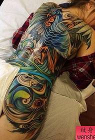 Woman creative full back Phoenix tattoo works