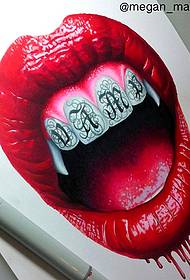 Tattoo show pilt soovitab isiksusele alternatiivset huule tätoveeringu mustrit