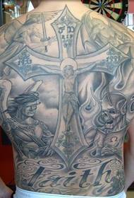 Pilna nugaros klasikinė kryžiaus tatuiruotė