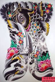 Full back fish tattoo pattern shared by tattoo show