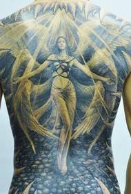Štýlová atmosféra tetovania anjelov so šiestimi krídlami