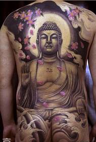 Stílusos és jóképű, teljes hátsó Buddha tetoválás mintás kép