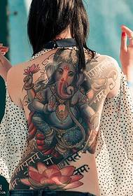 Patrón de tatuaxe de elefante de loto