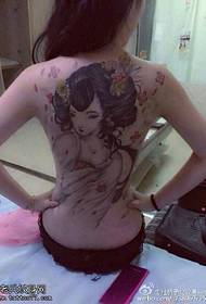 Motivo tatuaggio geisha a schiena piena
