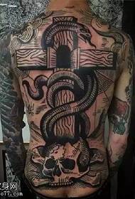 Visiškos gyvatės kryžiaus tatuiruotės modelis