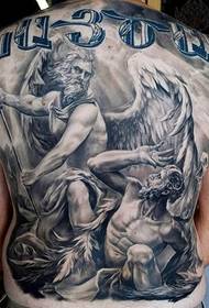 Suasana klasik tato punggung penuh malaikat