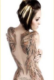 Sexy moda emakumezkoen nortasuna bizkar osoa hegoak tatuaje eredua