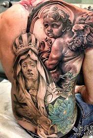 Radošs pilnās muguras tetovējums darbojas