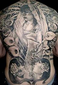 Ang tattoo sa European ug American nga full back tattoo