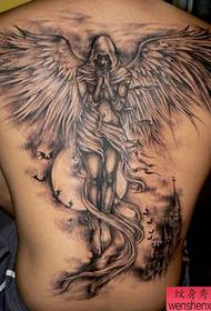 完全な背中の天使のタトゥーパターン