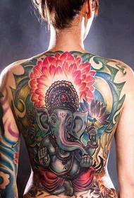 Cool full rygg färg som gud tatuering mönster bild
