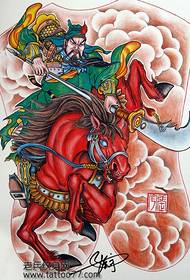 Teljes háborús ló Guan Gong tetoválás kézirat