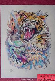 Un manoscritto tatuaggio tigre adatto per una schiena piena