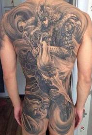 Класичний татуювання Чжао Юнь на повній спині