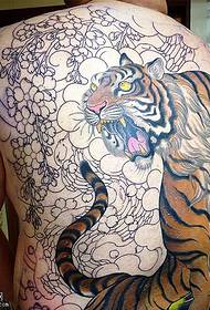 Punto de espalda completo del patrón de tatuaje de tigre de montaña
