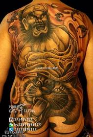 Ryggklocka stora katt tatuering mönster