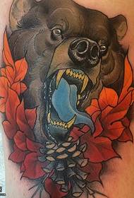 Patrón de tatuaxe de oso negro da coxa