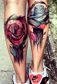 Model de tatuaj cu culoarea trandafirului picioarelor