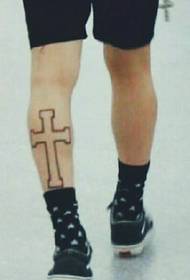 leg cool personality cross tattoo