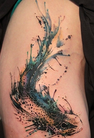 ina femuro personeco koloro inkfish tatuaje ŝablono