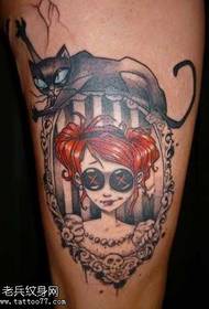 Little demon tattoo pattern for leg personality