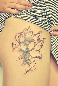 нога китайского традиционного стиля ароматный рисунок татуировки лотоса