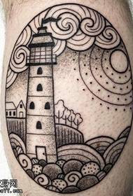 Calf tattooed pagoda tattoo pattern