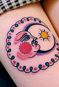 Male Leg Moon Tattoo Pattern