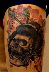 Oberschenkel Kunst, Schädel Tattoo