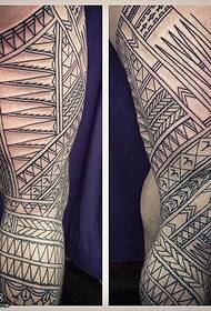 Leg classic line tattoo pattern