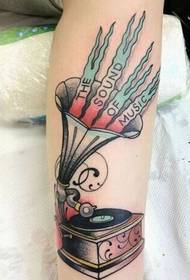 kev zoo nkauj plab hlaub gramophone qauv xim xim tattoo