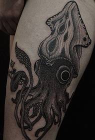 Tattoo on the calf looks like an octopus pattern
