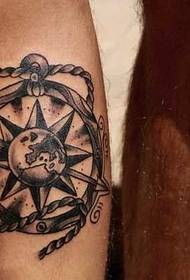 Simple and nice looking compass tattoo pattern