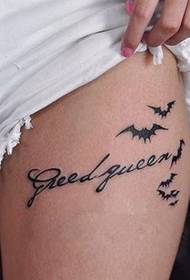 hezká anglická písmena a tetování netopýrů na stehnech sexy tetování na krajkách 39174