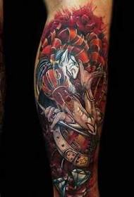 Modello tatuaggio gamba guerriero fantasma giapponese