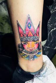 腿的個性化彩色王子頭像紋身圖片