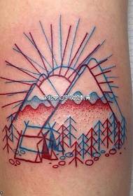 Uzorak tetovaže izlaska sunca na teleću liniju tele