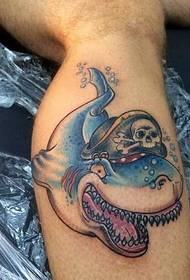 žralok tetování vzorek s kloboukem ostrov