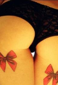 tatuaggio carino gambe ragazza sexy fiocco rosso
