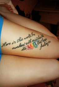 sexy girl Legs beautiful fresh English tattoo effect pattern