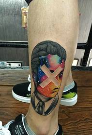 color de la pierna personalidad caballero estrellado Imagen del tatuaje