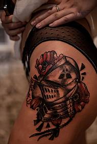 gamba tatuaggio bellissimo fiore cavaliere tatuaggio